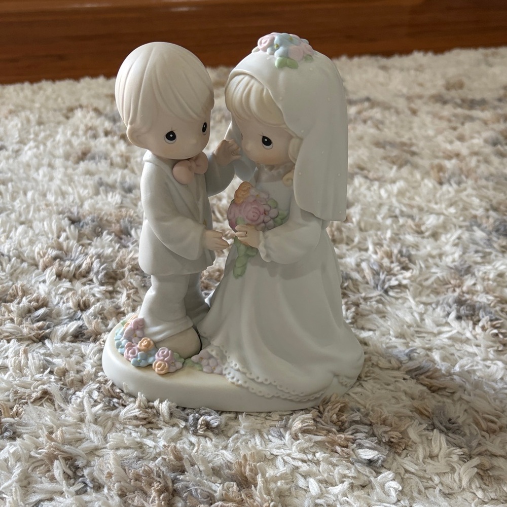 Wedding Couple Figurine with Floral Accents